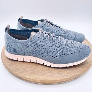 Cole Haan Zeroegrand Shoes Womens 8.5 Blue Mesh Wingtip Oxfords Preppy